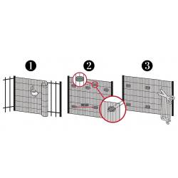 Set accesorii montaj prindere panou de gard din PVC, 26 cleme si 26 agrafe de fixare, maro