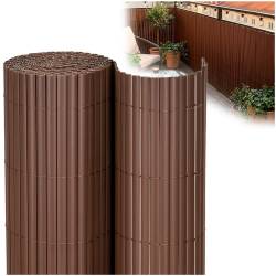 Panou de gard pentru intimitate in gradina, lamele PVC ce imita bambusul, protectie UV, 500x160 cm, maro