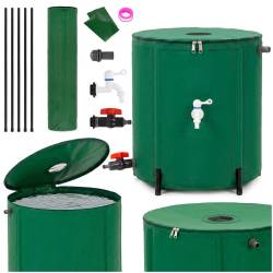 Rezervor pliabil pentru colectarea apei de ploaie, 100 L, PVC 1000D, cu 2 robinete si sistem preaplin, verde