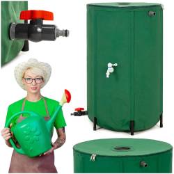 Rezervor pliabil pentru colectarea apei de ploaie, 250 L, PVC 1000D, cu 2 robinete si sistem preaplin, verde