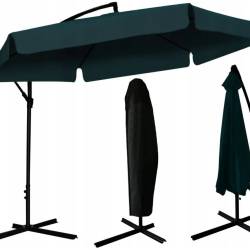 Umbrela gradina tip banana cu mecanism inclinare, impermeabila, diametru 300 cm, husa inclusa, verde
