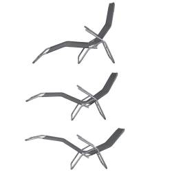 Sezlong pliabil Zero Gravity cu sezut din textilene, capacitate 120 kg, 60x185x96 cm, gri