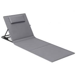 SONGMICS Sezlong plaja pliabil, spatar reglabil in 4 pozitii, tetiera, buzunar depozitare, 158x55 cm, gri