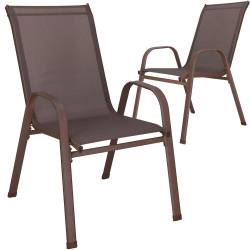 Set 2 scaune gradina, cadru metalic, textilene, maxim 120 kg, 92x53x72 cm, maro
