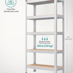 SONGMICS Raft cadru metalic modular pentru depozitare, 5 polite, 150x75x30cm, sarcina 650 kg, argintiu