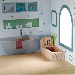 Casuta pentru papusi din lemn cu 3 niveluri, mobilier si accesorii, 61x26x71 cm, multicolor