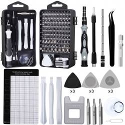 Set surubelnite de precizie 135 piese, cu 114 biti Imbus, Torx, cruce si drepti, prelungitoare, penseta, magnetizator si accesorii pentru demontarea c