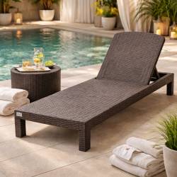 Sezlong pliabil tip valiza, 3 pozitii reglare, structura usoara pentru transport, 186x60x30 cm, maro