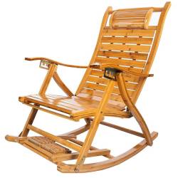 Fotoliu balansoar multifunctional, reglabil 5 pozitii, cu suport picioare si masaj, 158 cm, bambus
