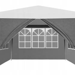 Pereti laterali pavilion 295x195 cm, set 4 bucati, cu ferestre si usa, PE impermeabil, gri