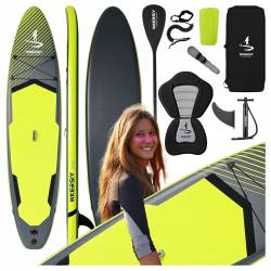 Set SUP gonflabil, 340x82x15 cm, verde – stand-up paddle, 180 kg, scaun caiac si accesorii