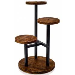 Suport pentru flori si ghivece cu 4 niveluri, structura metalica, polite rotunde de 18 cm cu margini inaltate pentru stabilitatea ghivecelor, baza de