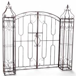 Poarta pentru gradina metalica decorativa, suport plante cataratoare, 170x26x163 cm, stil vintage maro antichizat