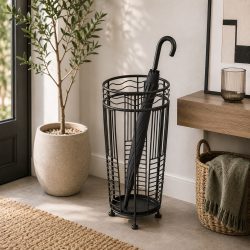 Suport pentru umbrele din metal, 25x25x49 cm, negru