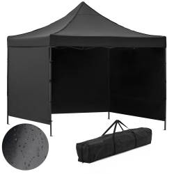 Pavilion pliabil de gradina 3x3 m, cu 3 pereti laterali pentru protectie impotriva vantului si ploii usoare, prelata hidrofoba Oxford 420D, cadru din