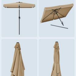 SONGMICS Umbrela de gradina cu manivela, 200x150 cm, UPF 50+, inclinare 30°, structura metalica, maro taupe