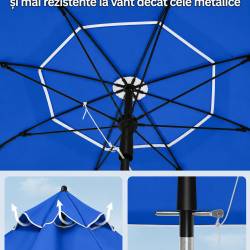 SONGMICS Umbrela terasa gradina sau plaja, cu inclinare, husa, diametru 160cm, albastru