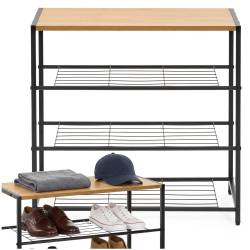 Raft multifunctional cu 2 polite si blat superior pentru depozitare, structura metalica rezistenta din otel si rafturi din MDF, picioare reglabile ant