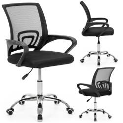 Scaun de birou ergonomic cu spatar din plasa mesh respirabila, sezut tapitat cu burete moale, cotiere pentru sustinere, baza metalica stabila cu 5 rot