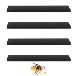 Set 4 rafturi supendate de perete, MDF cu suport metalic ingropat, 40x15 cm, negru