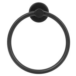 Suport metalic tip inel pentru prosop, inox cu finisaj mat, diametru 17 cm, accesorii montaj incluse, negru