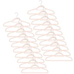 Set de 20 de umerase pentru haine, din velur, cu carlig rotativ, 45x23 cm, roz