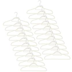 Set de 20 de umerase pentru haine, din velur, cu carlig rotativ, 45x23 cm, ecru