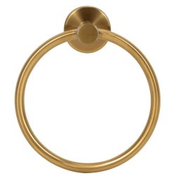 Suport metalic tip inel pentru prosop, inox cu finisaj lucios, diametru 17 cm, accesorii montaj incluse, auriu