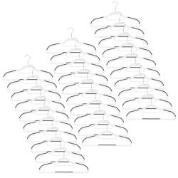 Set de 30 de umerase antiderapante pentru haine, din PE, cu carlig metalic rotativ, 41 cm, alb si gri