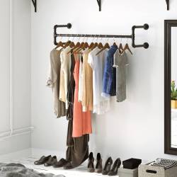 SONGMICS Sina metalica de agatat haine, montare pe perete, aspect industrial, 112x30x30cm, negru