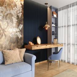Riflaj MDF decorativ LDA PREMIUM de tip Panou Acustic, Indigo, 260x40 cm