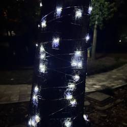 Ghirlanda luminoasa liniara, 100 LED-uri, 990cm, incarcare solara, alb rece