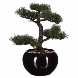 Bonsai artificial Atmosphera in ghiveci ceramic cu pietricele decorative, 36 cm, verde