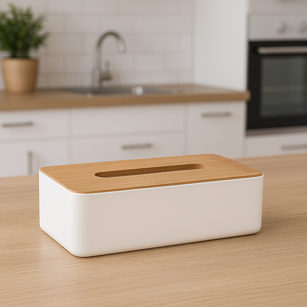 Cutie servetele 5Five Natureo cu capac detasabil, polipropilena, 26x13x9 cm, alb