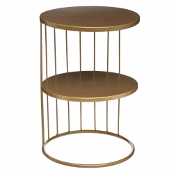 Masuta de cafea Atmosphera Kobu, metal, pe 2 nivele, 36x52 cm, auriu