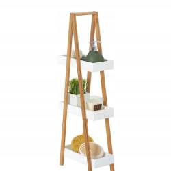 Etajera cu 3 rafturi 5Five Natureo, MDF si bambus, 30x18x82 cm, alb