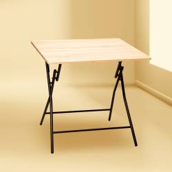 Masa pliabila 5Five patrata pentru 4 persoane, MDF si otel, 80x80x75 cm, bej
