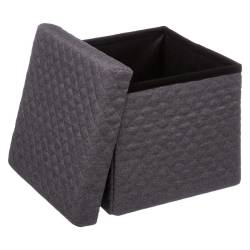 Taburet pliabil 5Five patrat cu spatiu de depozitare, MDF, 31x31x31 cm, gri inchis