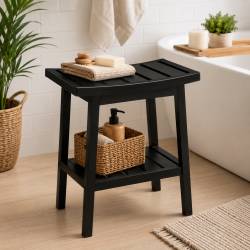 Taburet depozitare 5Five Bambou Natural, bambus, 40x25x46 cm, negru