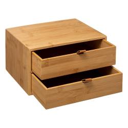 Cutie depozitare 5Five cu 2 sertare, bambus, 25x20x14 cm, natur