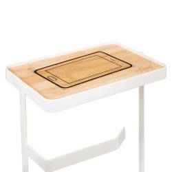 Suport hartie igienica 5Five cu raft depozitare, otel, 18x12x59 cm, alb