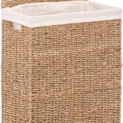 Cos rufe 5Five din trestie impletita, cadru metalic, 40 litri, 37x22x55 cm, maro