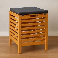 Taburet multifunctional 5Five Sicela, spatiu depozitare, bambus, 35x35x49 cm, bej