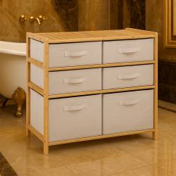 Etajera dubla 5Five Tidy Box, 6 compartimente, 66x33x78 cm, natur