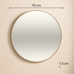Oglinda rotunda Atmosphera Alice, rama aluminiu subtire, 76 cm, auriu