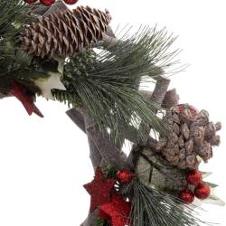 Coronita decorativa cu crengute, pentru Craciun, diametru 30 cm, cu plante uscate