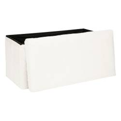 Taburet pliabil Atmosphera Ezzio cu depozitare, 76x38x38 cm, blana artificiala, alb