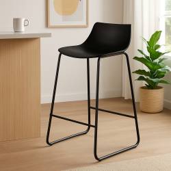 Scaun bar Atmosphera Otac, 47x49x83 cm, polipropilena si metal, negru