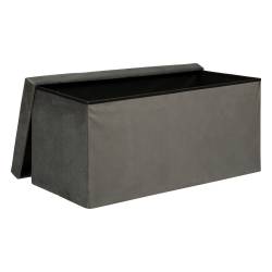 Taburet pliabil Atmosphera Lilou cu spatiu depozitare 80L, 76x38x38 cm, gri