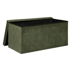 Taburet pliabil Atmosphera Lilou cu spatiu depozitare 80L, 76x38x38 cm, verde khaki